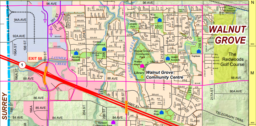 Walnut Grove Langley map